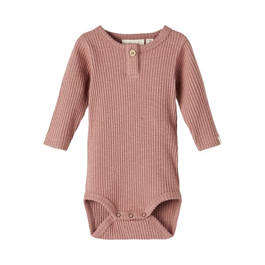 Lil Atelier Fraja Rib Slim LS Body - Burlwood