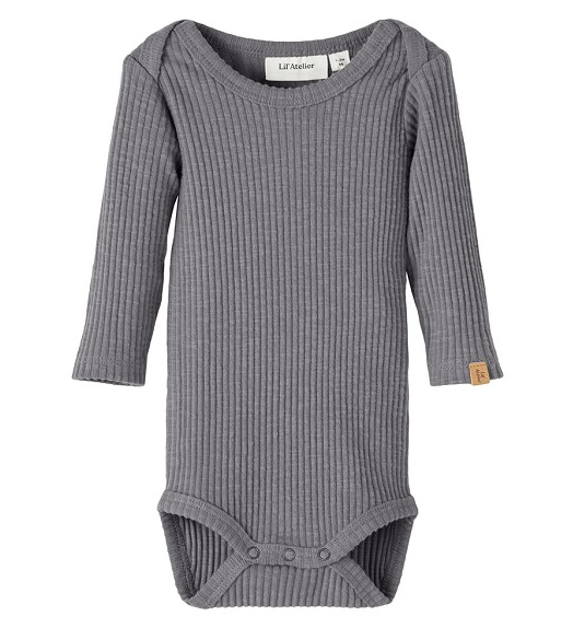 Lil Atelier Rajo Rib Slim LS Body - Silver Filigree