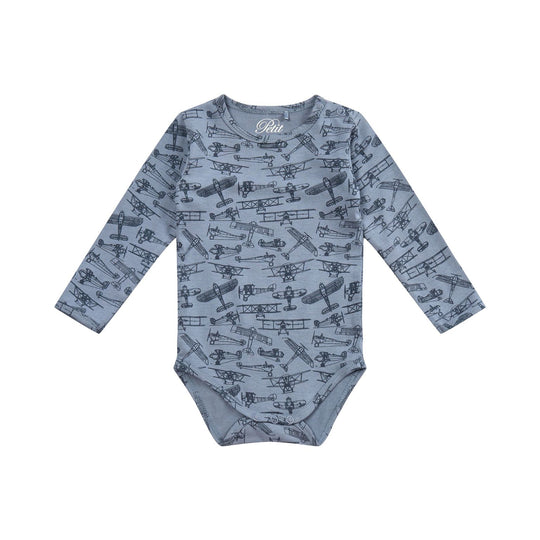 Petit By Sofie Schnoor Body med flyvemaskiner - Middel Blue