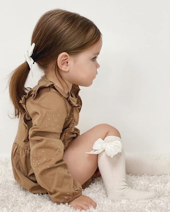 Condor Knæstrømper med Velour Sløjfe Hvide