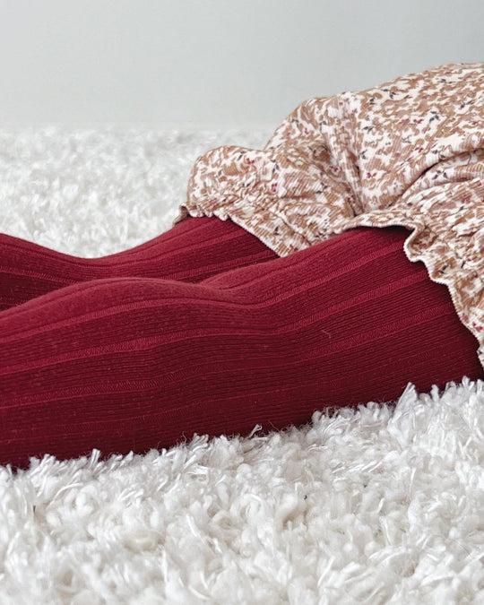 Condor Rib Strømpebukser - Bordeaux