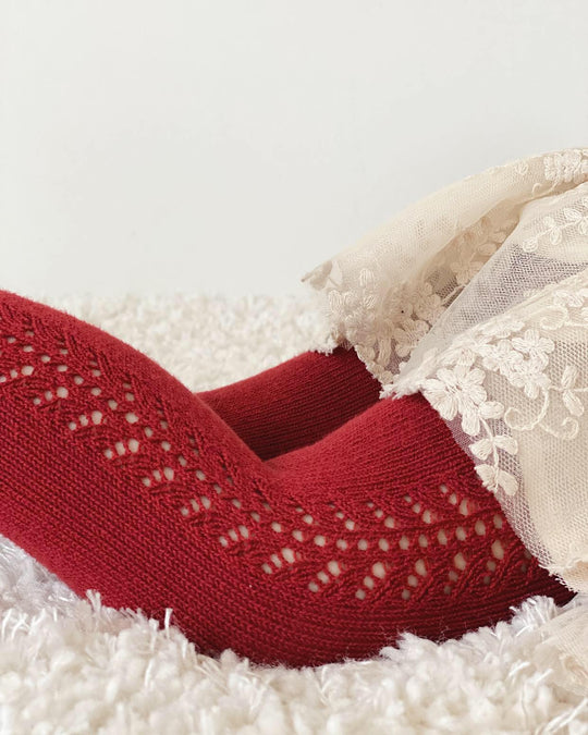 Condor Strømpebukser Varme m/Hulmønster Bordeaux