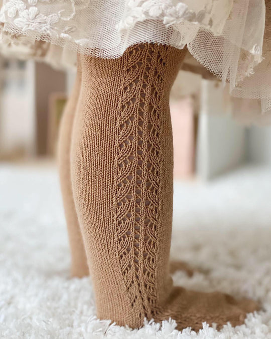 Condor Strømpebukser med Hulmønster - Camel