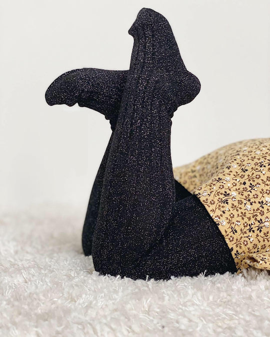 Condor Rib Strømpebukser med Glimmer Sorte