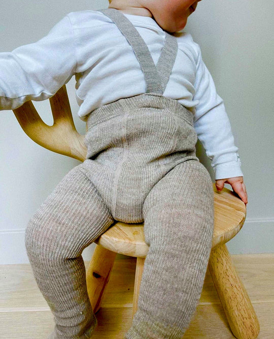 Condor Strømpebukser m/Seler Uld - Oat Meal