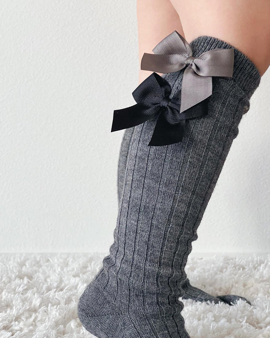 Condor Knæstrømper Merino Uld 2 Sløjfer Grå