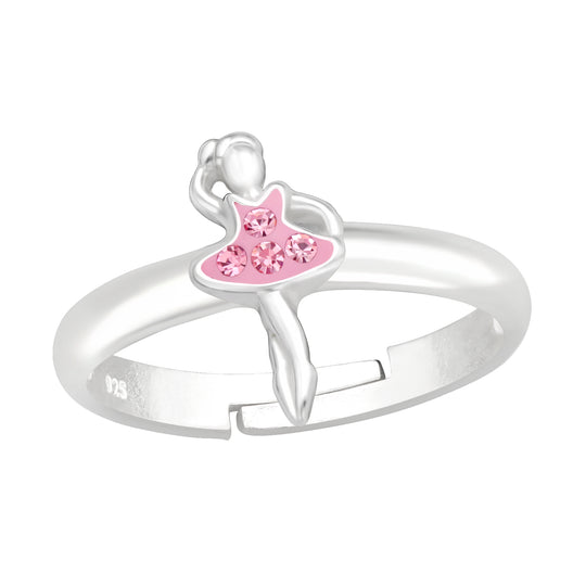 Finger Ring i Sølv med Ballerina