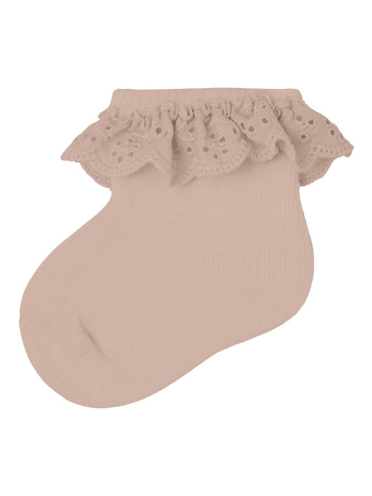 Lil Atelier - Dertrud Baby Ankelstrømpe med Blondekant - Rose Dust