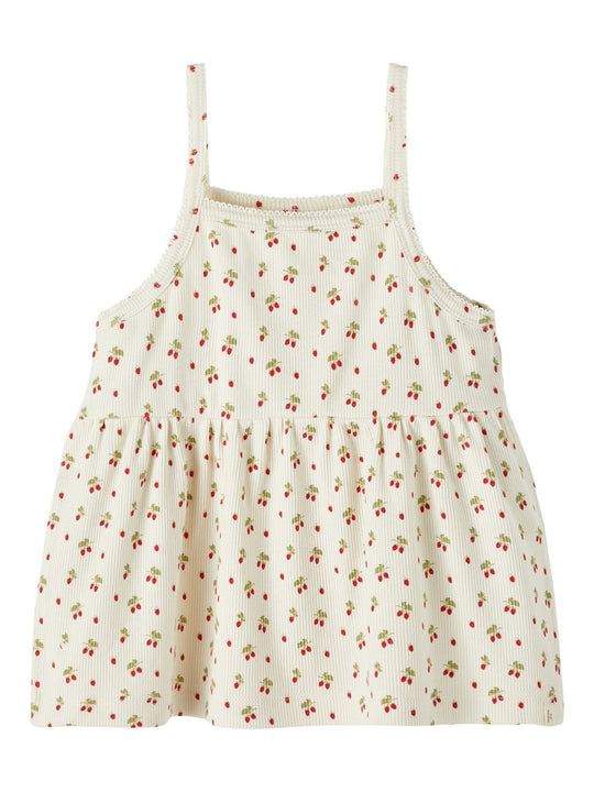 Lil Atelier Gago Loose Strapp Top med Jordbær - Turtledove