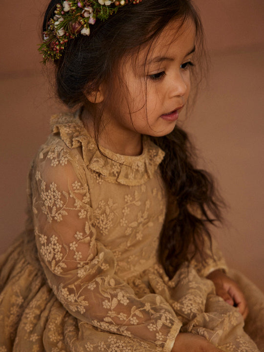 Lil Atelier Roa LS Tulle Dress - Warm Sand