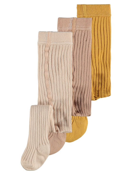 Lil Atelier Ilsa Strømpebukser 3 Pack - Humus Melange / Bronze Mist / Almondine