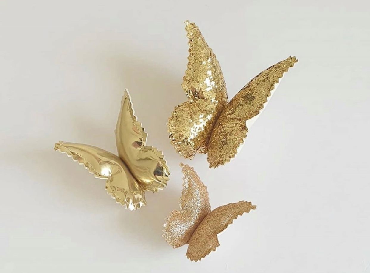 3 Smukke Sommerfugle Gold Glitz - Little Custom Creations