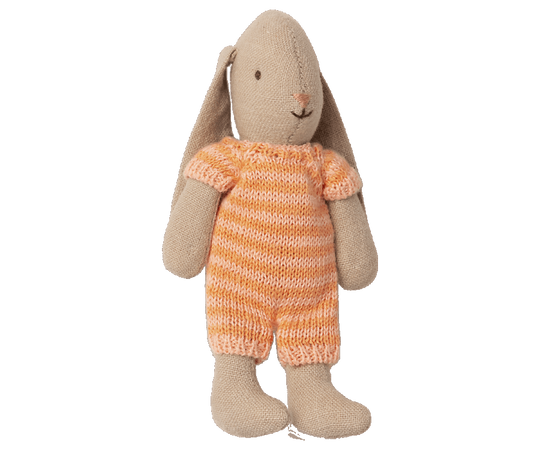 Maileg Micro Rabbit / Kanin med Stribet Dragt - Orange