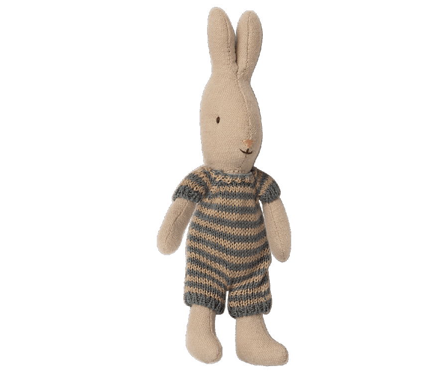 Maileg Micro Rabbit / Kanin med Stribet Dragt - Grå