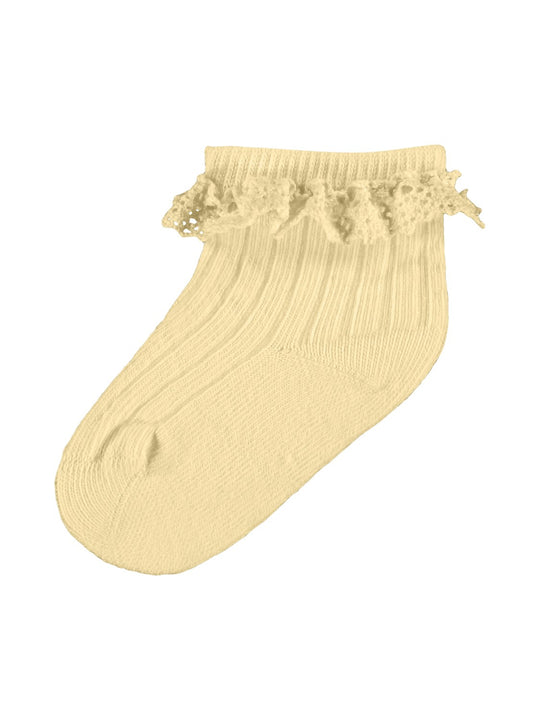 Lil Atelier - Edolie Baby Ankelstrømpe med Blondekant - Double Creme