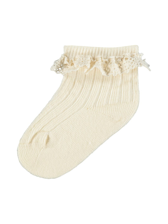 Lil Atelier - Edolie Baby Ankelstrømpe med Blondekant - Turtledove